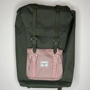 Herschel Little America Backpack Army Green and Pink